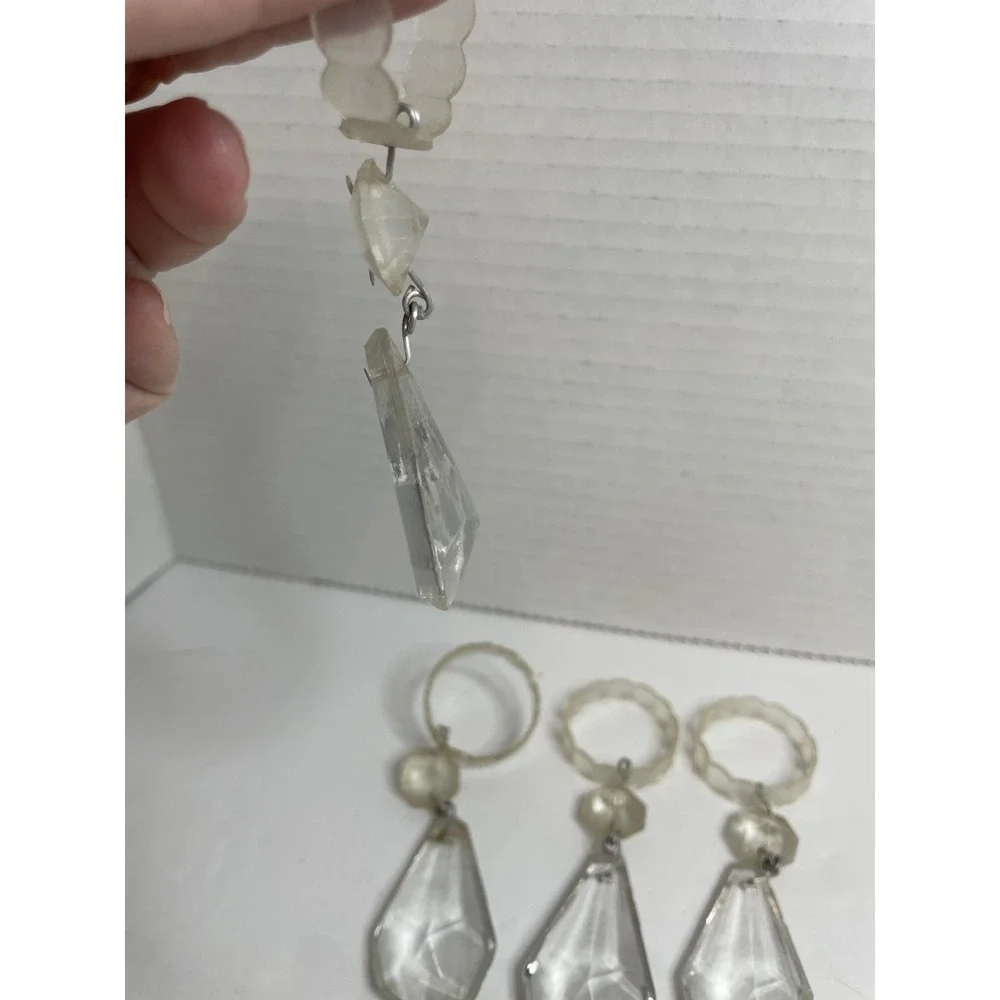 5 Vintage Antique Clear Chandelier Crystal Point Teardrop Prisms 3